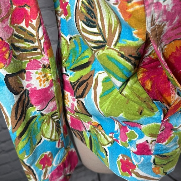 Chico's Colorful Tropical Hawaiian Lightweight Jacket Women's Sz 1 Medium - Picture 14 of 16